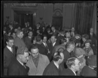 Buron Fitts among friends after perjury acquittal, Los Angeles, 1936