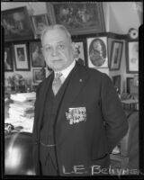 L. E. Behymer, impresario, in his home, Los Angeles, 1934