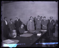 Courtroom scene during Gordon Stewart Northcott's murder trial, Riverside, 1929