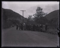 Jurors for the trial of Arthur C. Burch at the location of the murder, Los Angeles, 1921