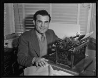 Former boxer, Fidel La Barba, becomes sportswriter, Los Angeles, 1935