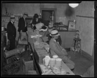 Police raid beer parlor on Central Avenue, Los Angeles, 1935