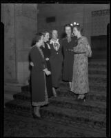 Daughters of the American Revolution Jane Day, Anne Worthington, Mrs. Donald C. Campbell, Mrs. Richard S. Murray, and Amelia Hughes, Los Angeles, 1936