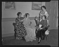 Friday Morning Club Juniors members primp in preparation for a dinner-dance, 1936