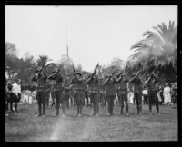 Military cadets shoot guns in air for Memorial Day salute, Los Angeles, 1922