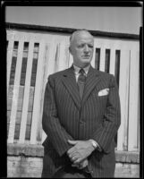 English author Hugh Walpole arriving in Los Angeles for screenwriting contract, 1935