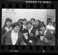 Students of St. Vincent School outside City Hall in Los Angeles, Calif., 1988