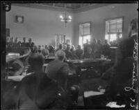 Courtroom during one of the cases against con man C. C. Julian, Los Angeles, Los Angeles, 1926-1933