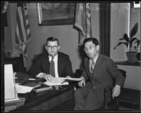 Police Chief Roy E. Steckel meets with Teruo Shimizu, Los Angeles, 1932