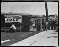 People at a temporary bank after the earthquake, Santa Barbara, 1925