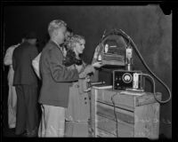 John P. McNabb tests carbon monoxide levels, Los Angeles, 1936