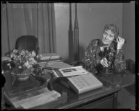 Althea Warren holding a telephone, 1935