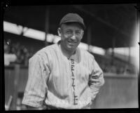 Ross "Brick" Eldred at baseball field when he played for the Seattle Indians, 1920-1928