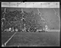 Football game between the UCLA Bruins and the University of Oregon Webfoots at the Coliseum, Los Angeles, 1931