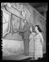 Mexican muralist, Alfredo Ramos Martinez with art student in Los Angeles, Calif., 1946