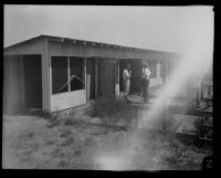 Police search a chicken coop in Mint Canyon during the Gordon Northcott murder investigation, Santa Clarita, circa 1928