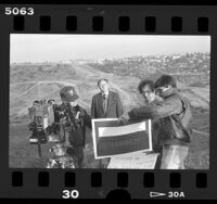 Michael D. Antonovich filming Senatorial campaign ad at the California-Mexican border, 1986