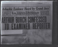 Los Angeles Examiner newspaper clipping about murder suspect Arthur Burch, 1921