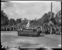 "Nike of Samothrace" float in the Tournament of Roses Parade, Pasadena, 1932