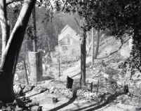 Mt. Lowe Tavern after historic fire, Los Angeles County, 1936