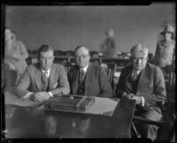 Forrest Murray, Asa Keyes and Edward Dennison, district attorneys, in court, 1926