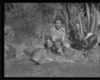 Betty Coffman with her collie, Johnny Longtail, Palm Springs, 1935