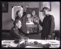 Salvation Army members holding up a poster, Los Angeles, circa 1920s