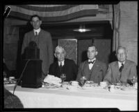 Dr. Ray Lyman Wilbur speaks at a banquet, Los Angeles, 1932 — Calisphere