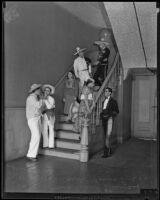 Felipe Lugo and a group of people at the Pio Pico house, Los Angeles, 1934