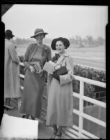 Suzette Alger and friend at the Santa Anita race track, 1930s