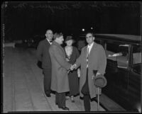 Otto Klemperer, Austrian conductor, bidding farewell, Los Angeles, 1934