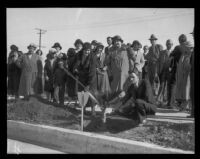 Los Angeles Park Forestry and Woman's City Club of Venice meet to plant palms, Los Angeles, 1932