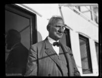 Dr. Stefan Petz von Lichtenhof, Hungarian judge, aboard a ship during a stop over, San Pedro, 1930