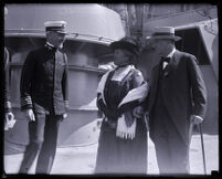 Josephus Daniels, Secretary of the Navy, and his wife aboard a ship, Los Angeles County, 1913-1921