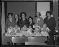 Babies receive health screening for movie auditions, Los Angeles, 1935