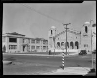 Polytechnic High School auditorium after the earthquake, Long Beach, 1933