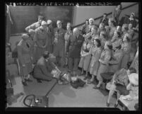 Members of the Woman's Ambulance and Defense Corps learning first-aid methods, Calif., 1941