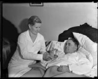 Los Angeles Mayor Frank Shaw ill in bed, [Los Angeles?], 1935