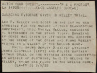 Press release about a photograph of the trial of Leo P. Kelley for the murder of Myrtle Mellus, 1928