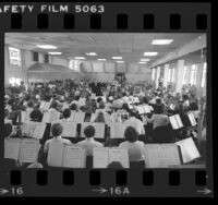 Los Angeles Philharmonic performing for inmates at Federal Correctional Institution at Terminal Island, Calif., 1977