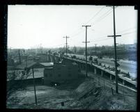 Construction on nearly completed Ninth Street Bridge-viaduct, Los Angeles, circa 1925