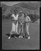 Lady golfers Margaret Bushard, Mabel Wittig and Mrs. G. M. Midgely, Santa Catalina Island, 1936