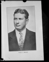 Bookplate portrait of nutritionist Paul C. Bragg [rephotographed], circa 1929