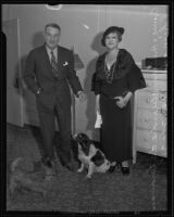 Prince and Princess Alexandre de Caraman-Chimay with their dogs, Los Angeles, 1935