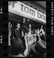 Mayor Tom Bradley celebrates mayoral election with Governor Jerry Brown