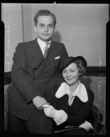 Nancy Drexel accompanies her husband Thomas Ince Jr. to court, Los Angeles, 1935