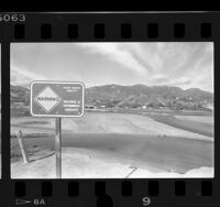 "Warning Wading & Swimming Unsafe" sign posted at Malibu Lagoon, Calif., 1978