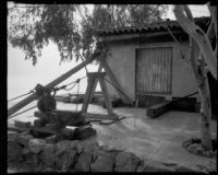 House overlooking Roosevelt Highway, damaged (or under construction), [Malibu?], circa 1929-1939