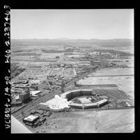 Daytime aerial view of the Las Vegas strip and surrounding area, 1967