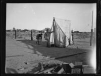 Arizona National Guard members setting up camp, near Parker, Arizona, 1934